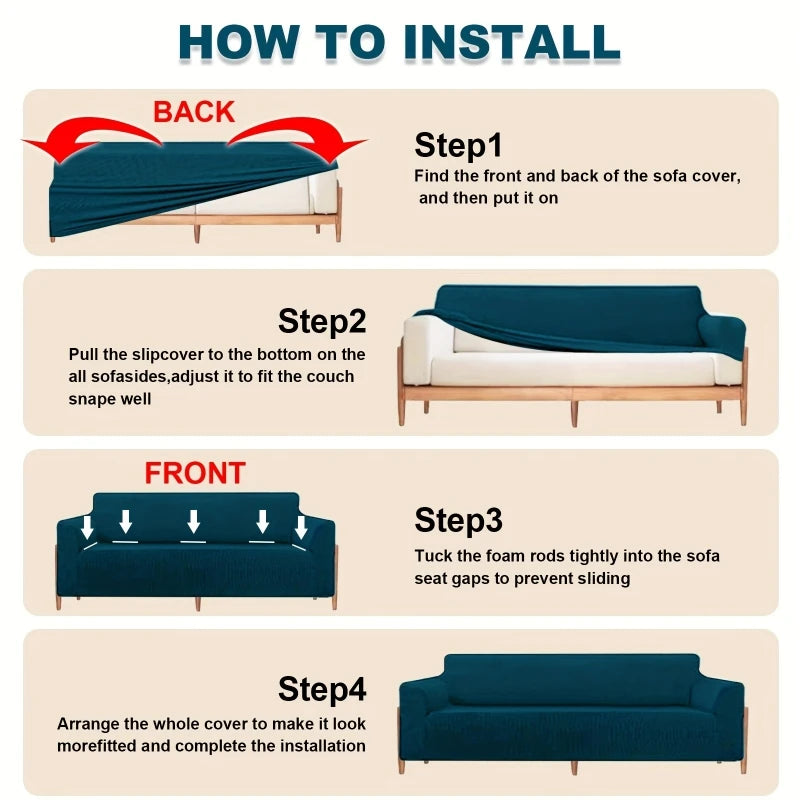Adjustable Elastic Sofa Cover Armchair Protector Corner L Shape Stretch Slipcovers Couch Cover 1/2/3/4/5 Seater  For Living Room