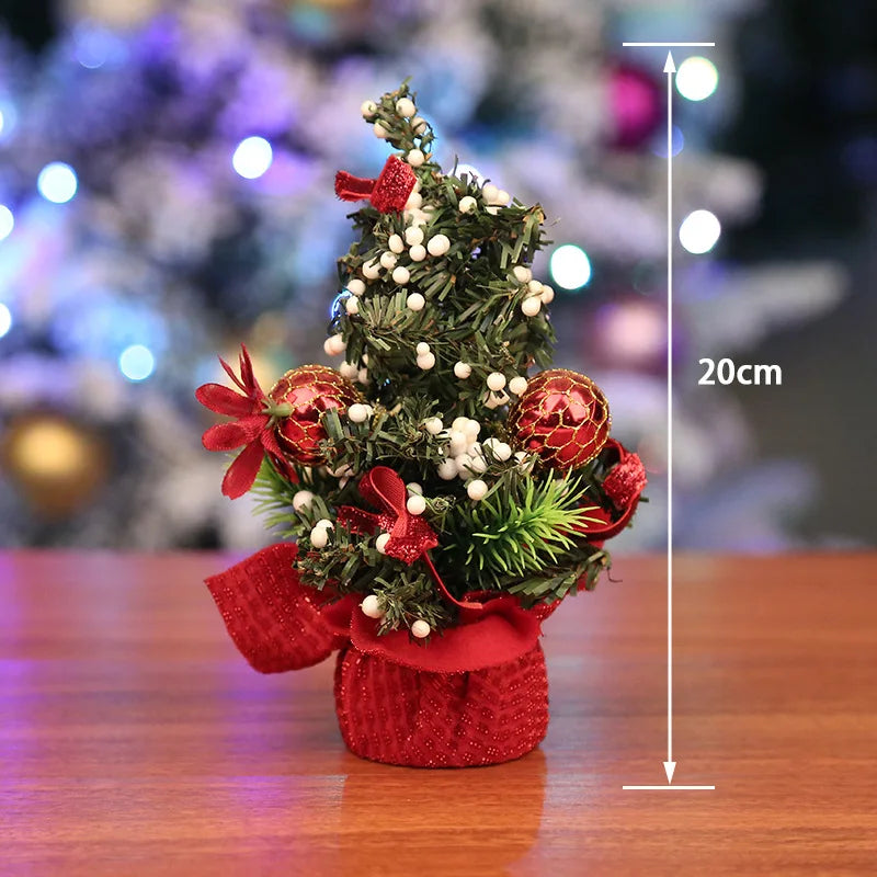 20cm Mini Christmas Tree White Gold Small Xmas Tree Desk size