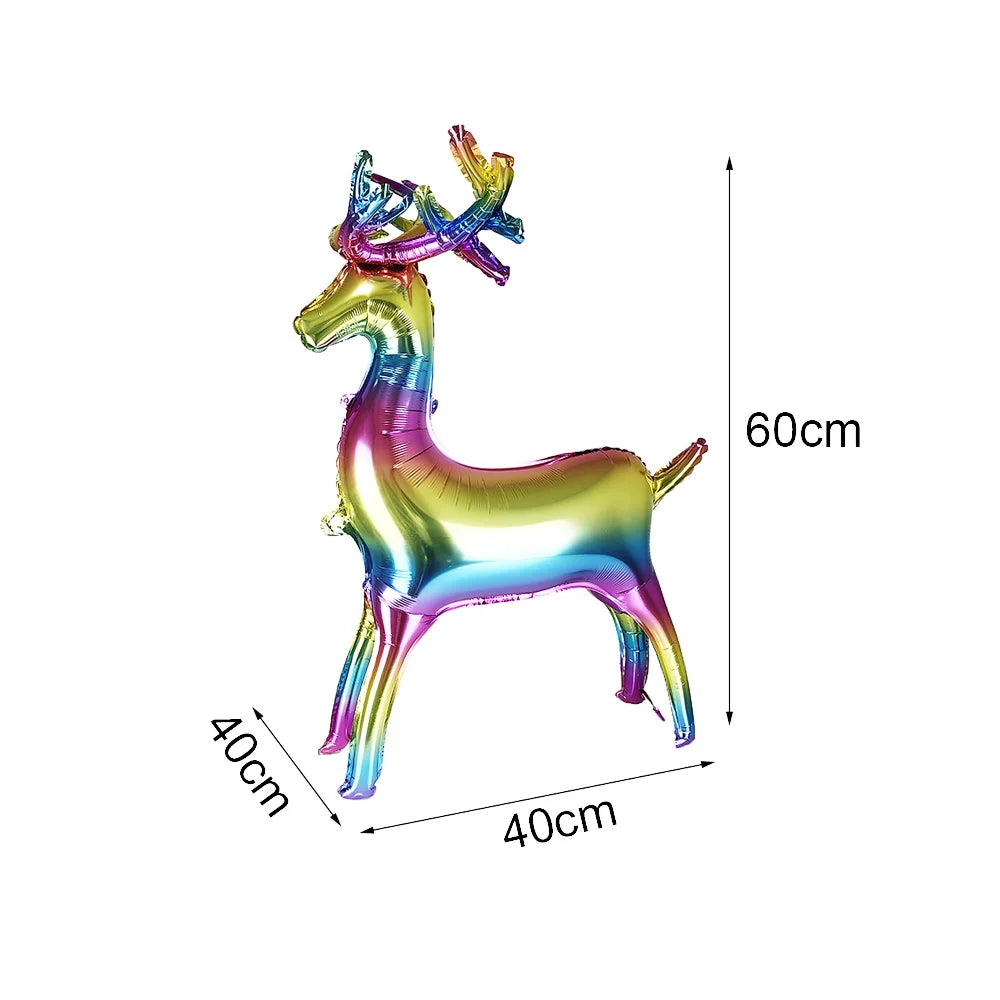 Christmas Inflatable Reindeer Balloons Standing Elk Xmas Gift Box Foil Balloons Christmas Birthday Decoration kids Party Ballons