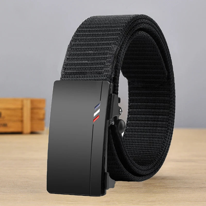 Men's Woven Belt Nylon Material Breathable Automatic Buckle Belt