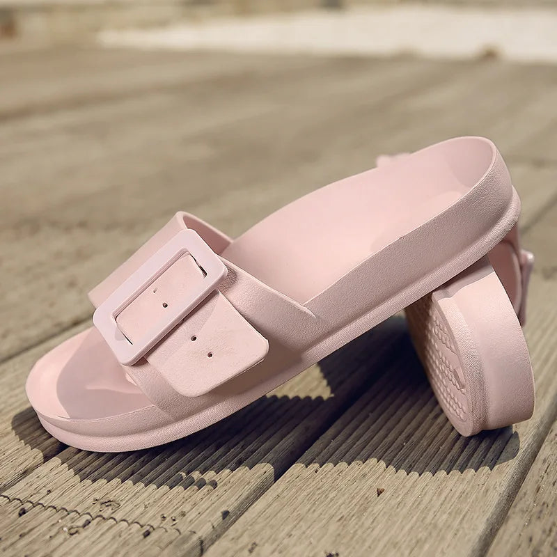 Comwarm Women's Summer Sandals 2025 New Flip-flops With Adjustable Bukle Fashion Outdoor Non-slip Beach Shoes House Flat Slides