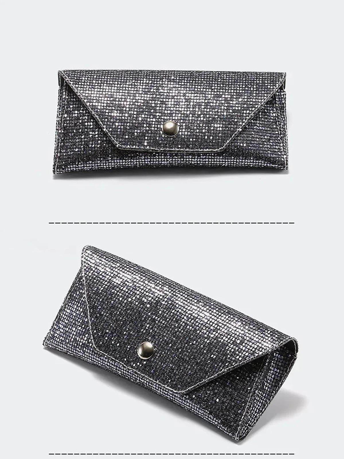 1pc Retro Soft Sequined Leather Sunglasses Case Portable Neutral