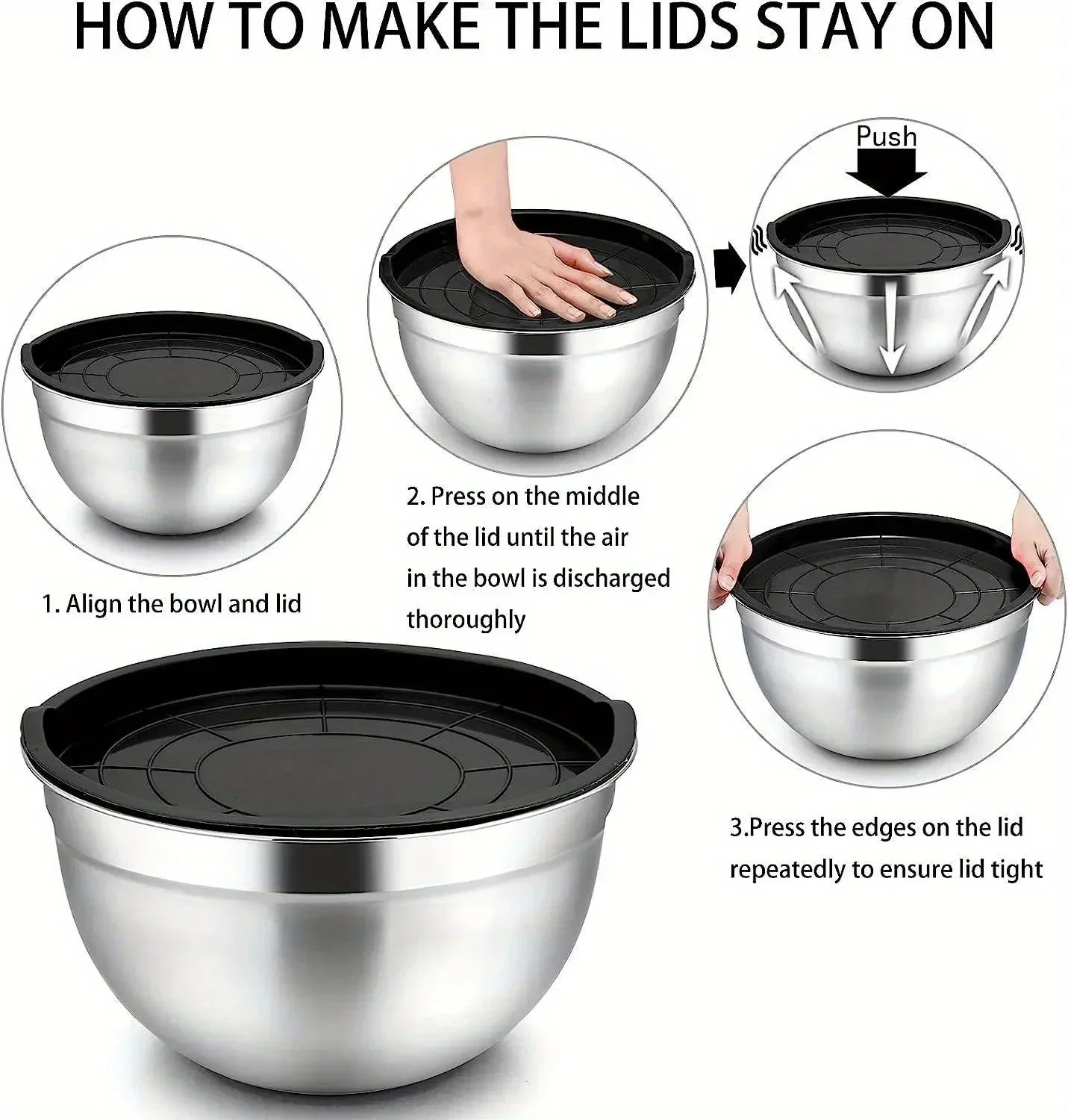 5-Piece Stainless Steel Nesting Mixing Bowl Set - Kitchen Essentials for Baking, Serving,Dishwasher Safe, and Easy to Store