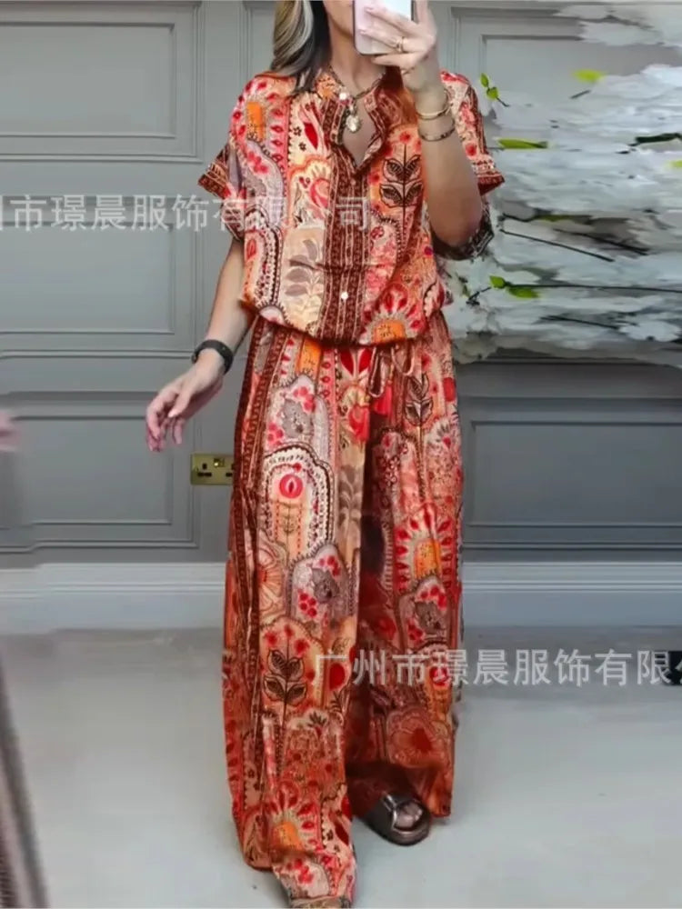 Wide-leg Trousers Two-piece Suit For Women