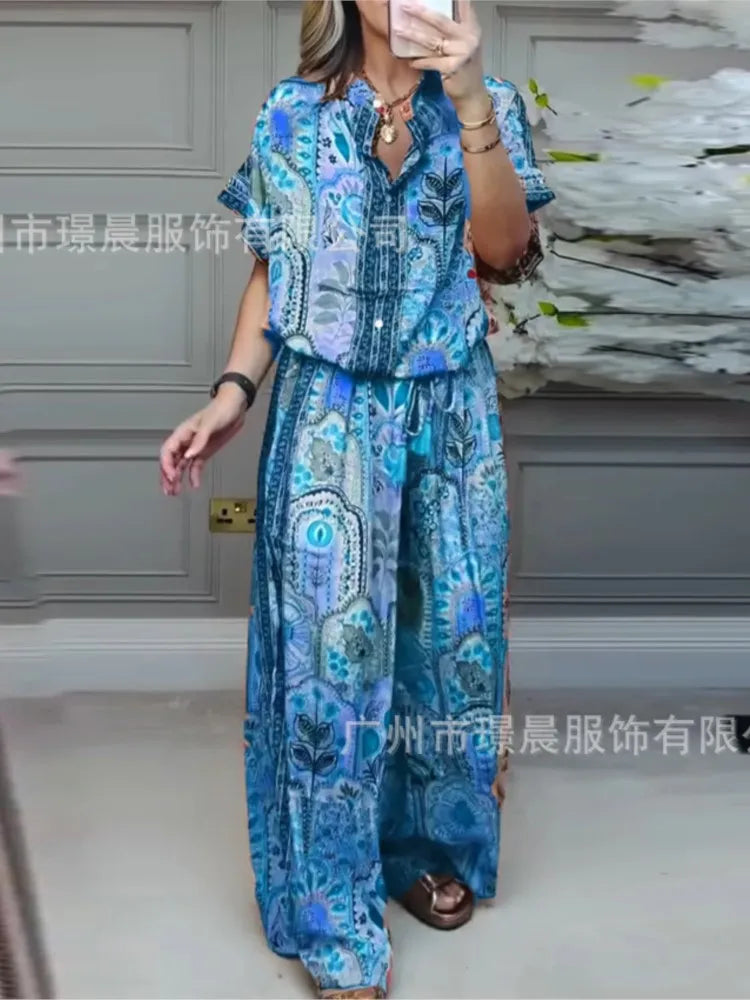 Wide-leg Trousers Two-piece Suit For Women