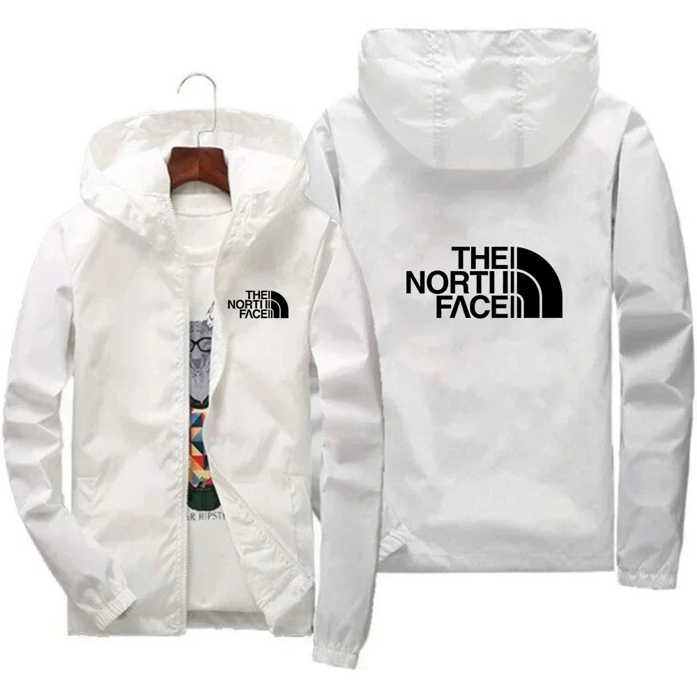 2025 New European and American men's fashion jacket, windproof and waterproof zipper hooded overcoat, spring and winter outdoor