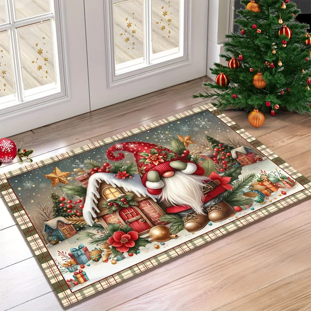 VIKAMA Cartoon Santa Claus Carpet Christmas Carpet Doormat Outdoor Carpet Welcome Mat Living Room Carpet Rug For Bedroom Home De