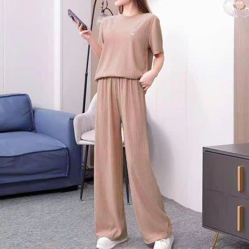 Woman Causal 2 Pieces Pajamas Home Wear Loungewear