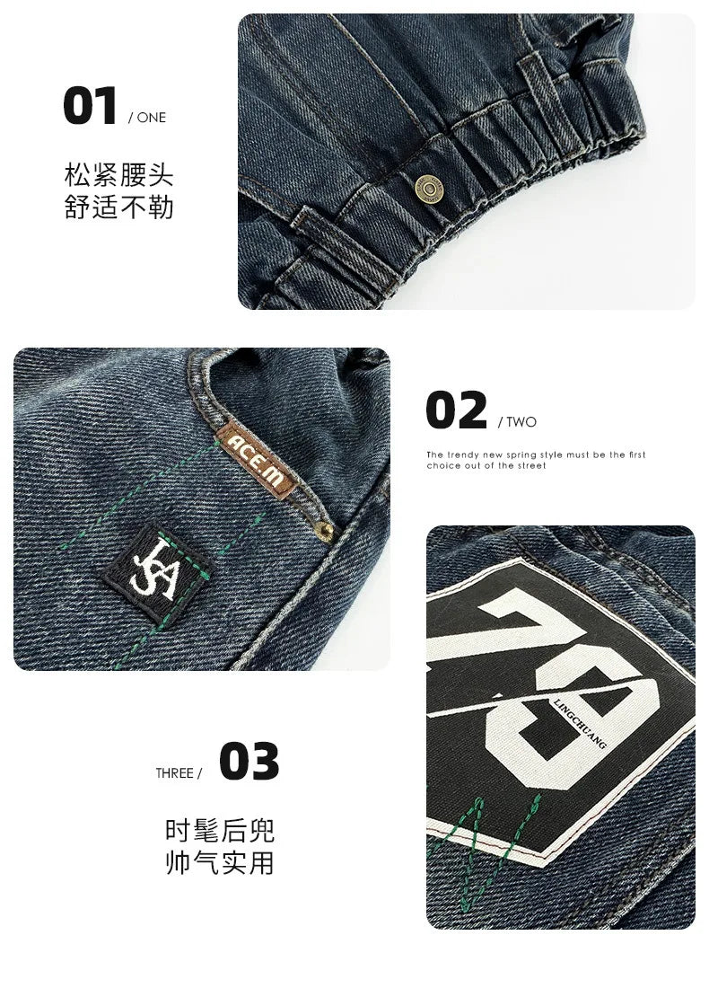 Spring Autumn Boys Jeans Children Denim Trousers New Kids Casual Pants for 5 6 7 8 9 10 11 12 13 14 Years Teenagers Kids Clothes