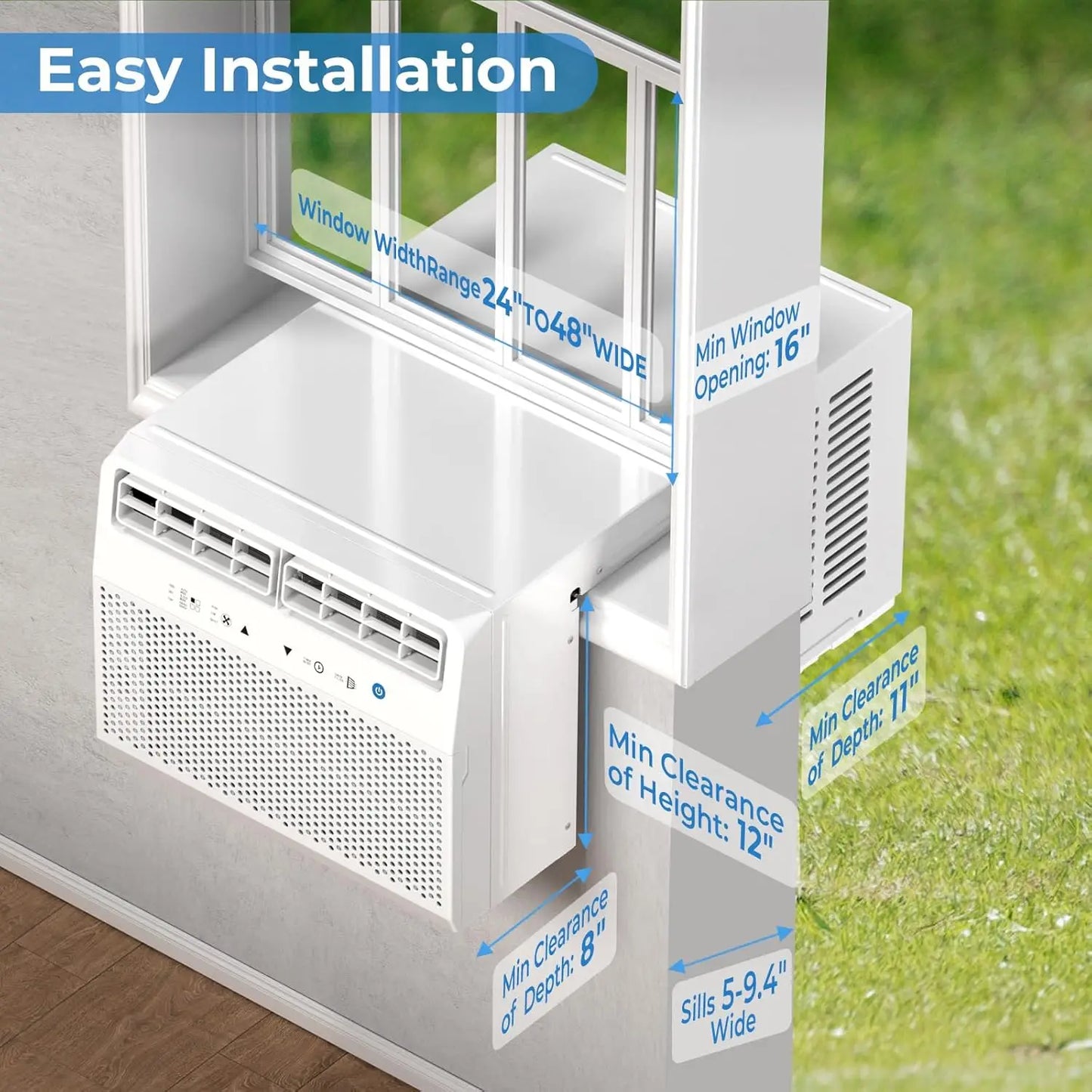 U-Shaped Air Conditioner Window Unit 10000BTU, Ultra Quiet Window Air Conditioner Cools up to 450 Sq. Ft, Saddle Window AC