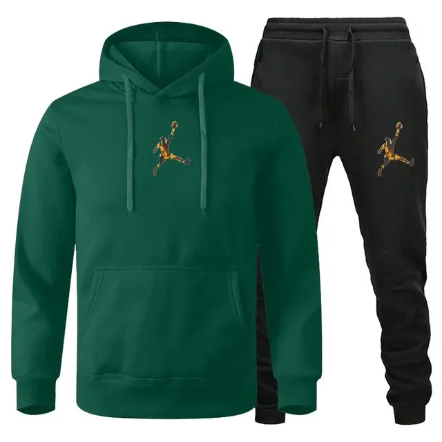 2025 Autumn/Winter Men's Fashionable long-sleeved sweatshirt + casual pants 2-piece set