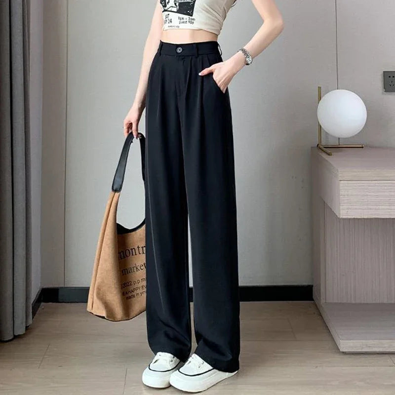 Women Suit Pants Lady Classic Fashion Trousers Female Comfortable Straight Leg Pants  Casual Baggy Long Slacks