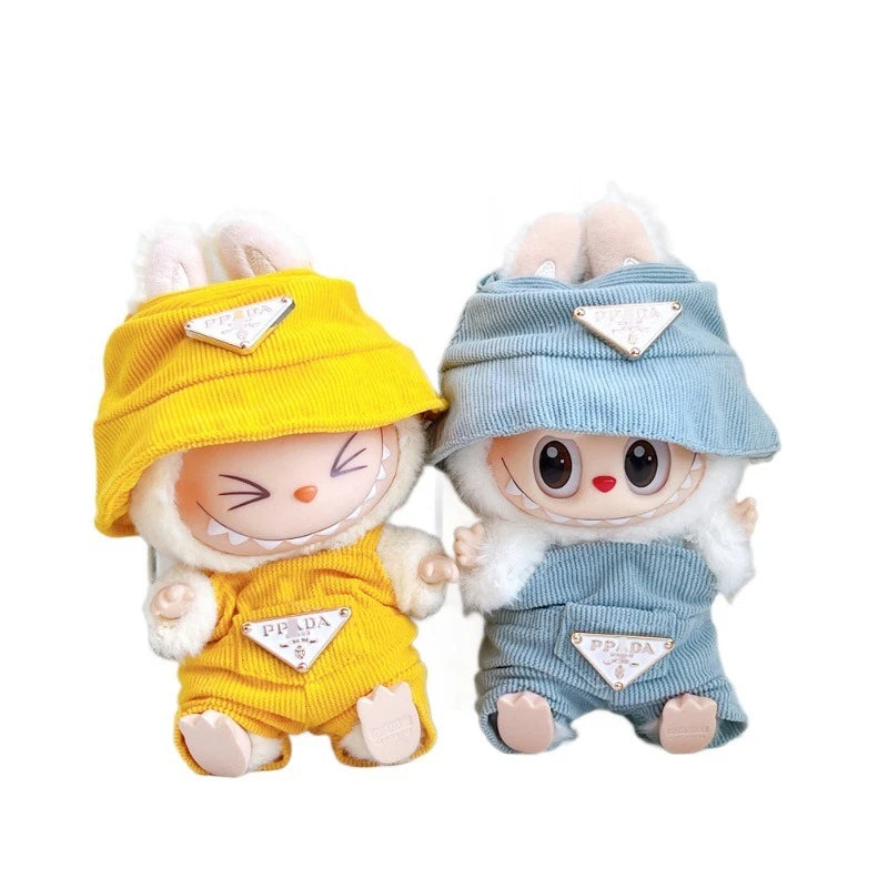 Labubu Clothes Corduroy Mini Doll Clothing Set Cute Hats Clothes Vinyl Doll Accessories Training Sitting Party Games Toys