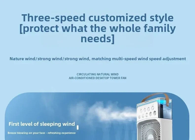 Air Conditioner Portable 3 in 1 Fan Mini Cooler Home House LED Humidifier For Bedroom Small Living Room Water Summer Fans Desk