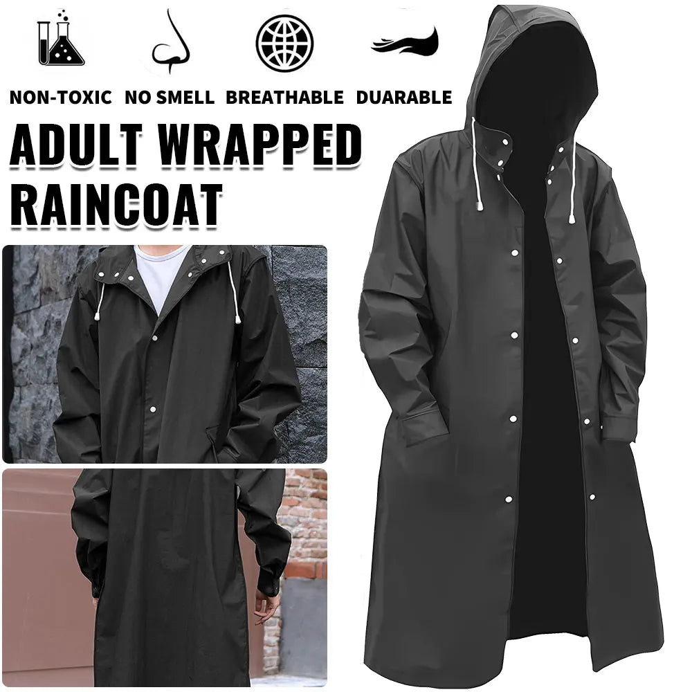 Raincoats for Adults Reusable, EVA Rain Ponchos Lightweight Rain Coat Waterproof Rain Gear for Men and Women