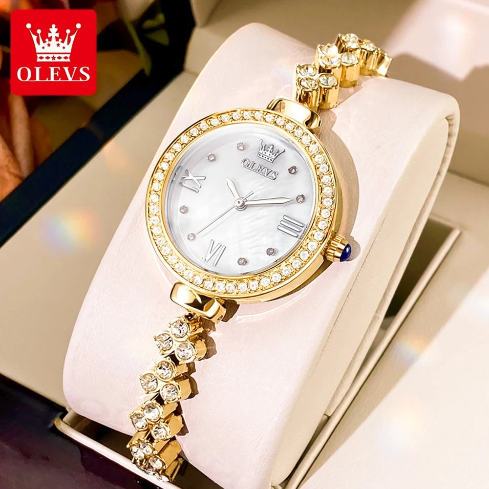 OLEVS 9903 Women Watchs Original Fashion Elegant Quartz Wristwatch Waterproof Luminous Bracelet Watch Band Diamond Bezel Reloj