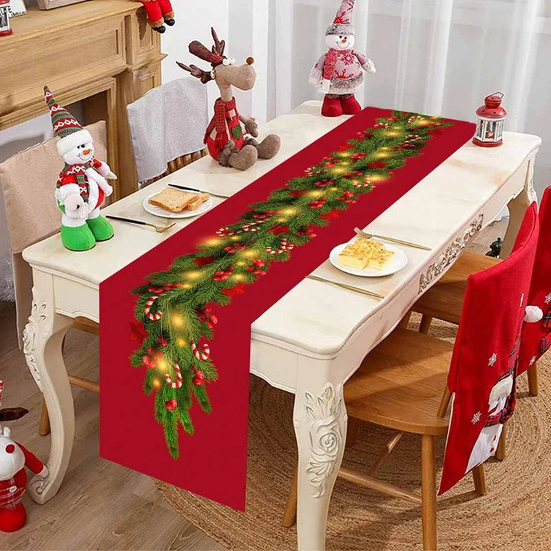 Christmas Table Runner Merry Christmas Decoration for Home Xmas Party