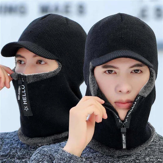 New Men, Women Winter Warm Wool Hat Outdoor Ear Protection Hats Warm Thick Bicycle Knitted Capd Scarf Windproof Visors Cap