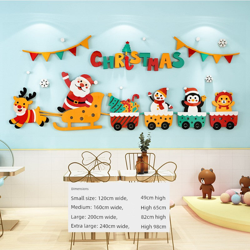 Christmas Decoration Scene Layout Shopping Window Glass Sticker Painting Santa Claus Christmas Tree Wall Decorations