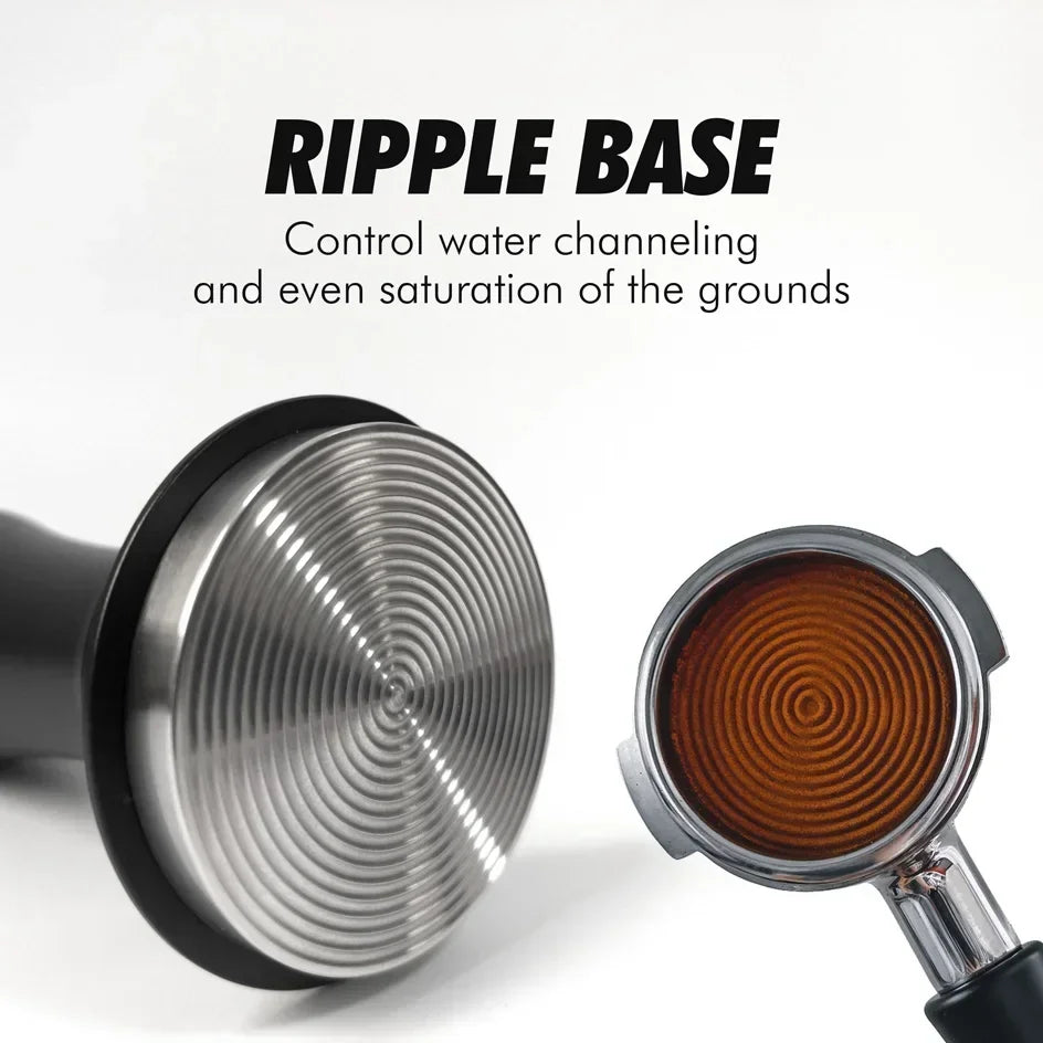 Coffee Tamper 54mm Ripple Base Espresso Tamper Barista Spring Loaded Coffee Tamper with Depth indication Tampers 51mm 53mm 58mm