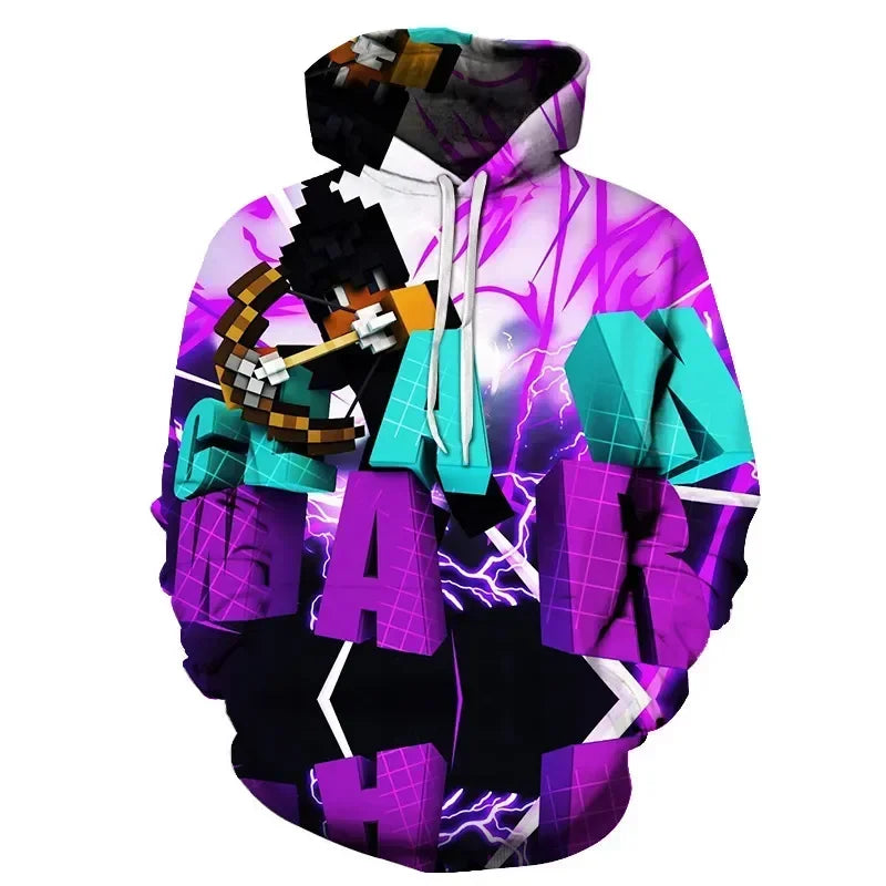 ROBLOX Digital Printing Hooded Sweater Hooded Pullover Couple Fashion Sweater Trendy Gift for Girls Kids Boys