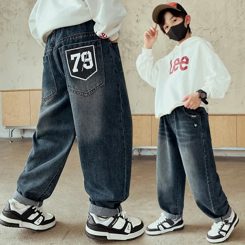 Spring Autumn Boys Jeans Children Denim Trousers New Kids Casual Pants for 5 6 7 8 9 10 11 12 13 14 Years Teenagers Kids Clothes