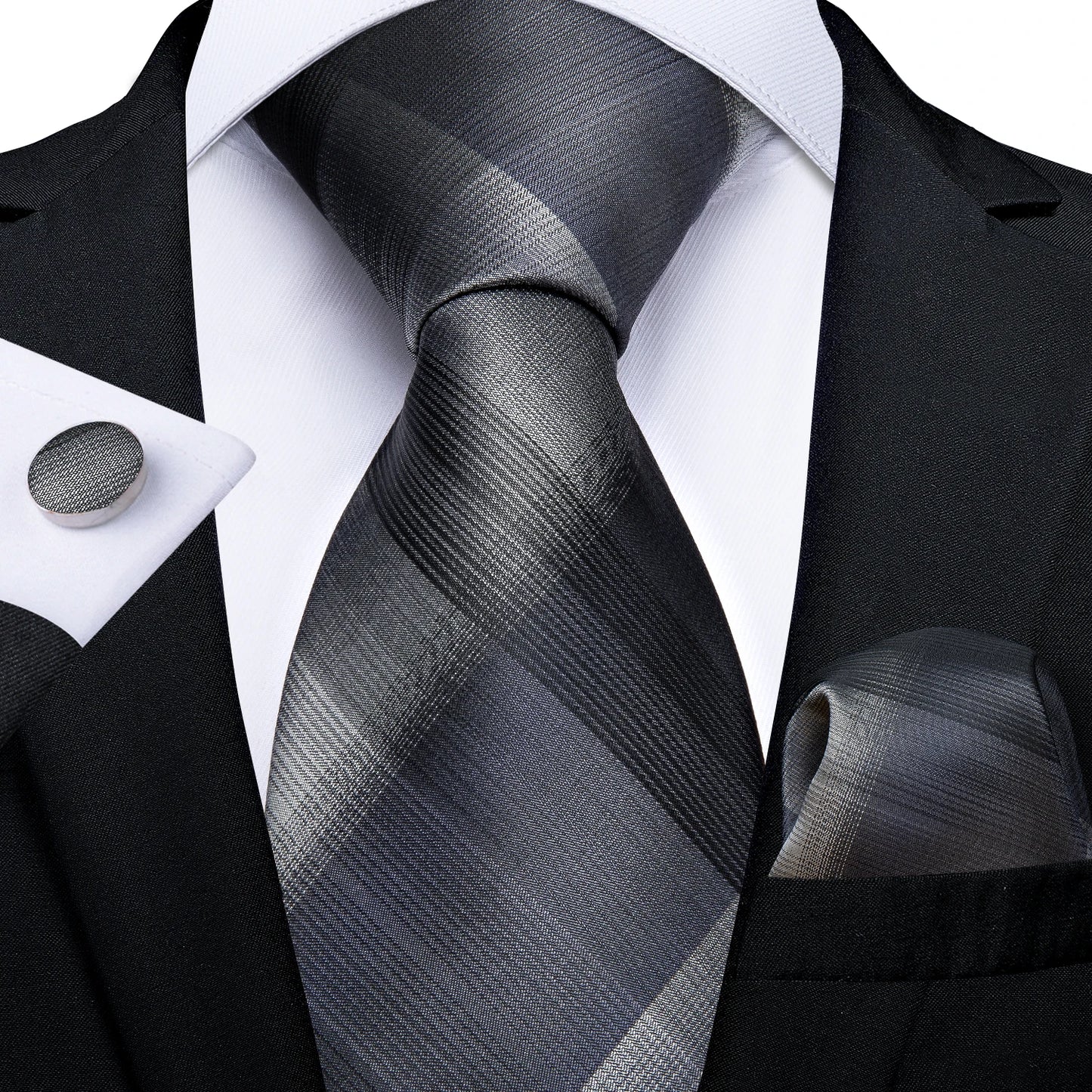 Gold Black Striped Silk Neck Ties