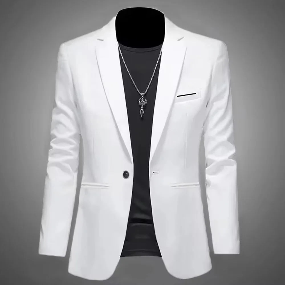 Men's Trendy Leisure Boutique Suit Jacket  Autumn Casual Business Slim Fit Non-ironing Single Button Suit