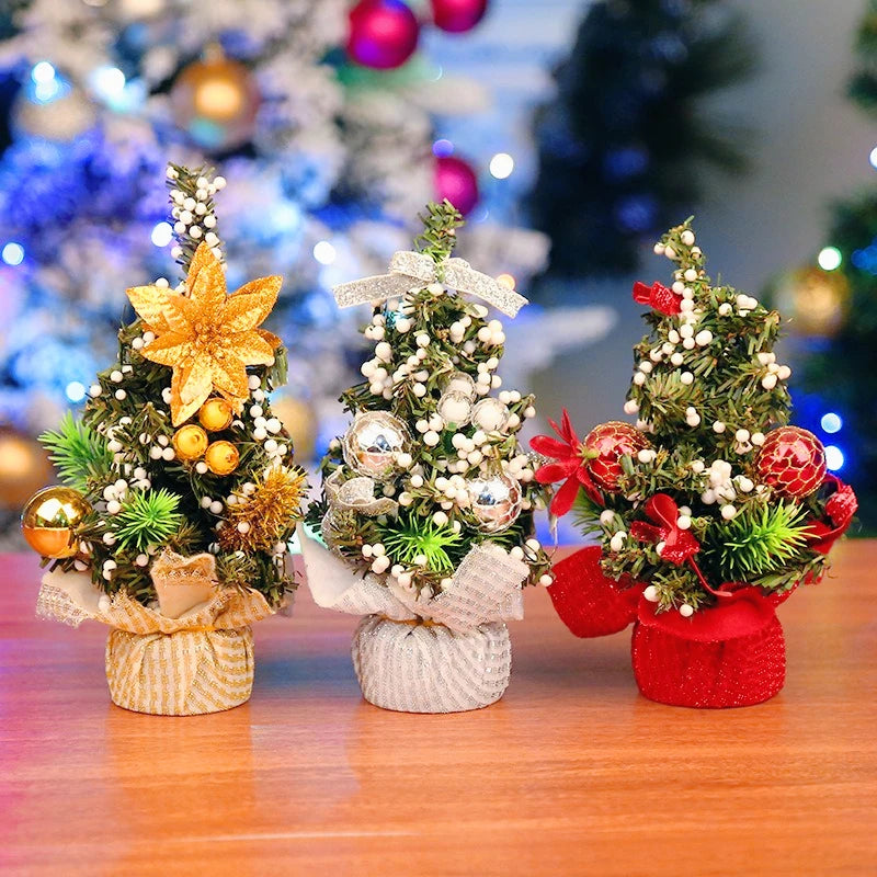 20cm Mini Christmas Tree White Gold Small Xmas Tree Desk size