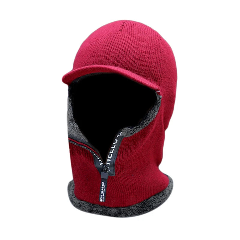 New Men, Women Winter Warm Wool Hat Outdoor Ear Protection Hats Warm Thick Bicycle Knitted Capd Scarf Windproof Visors Cap