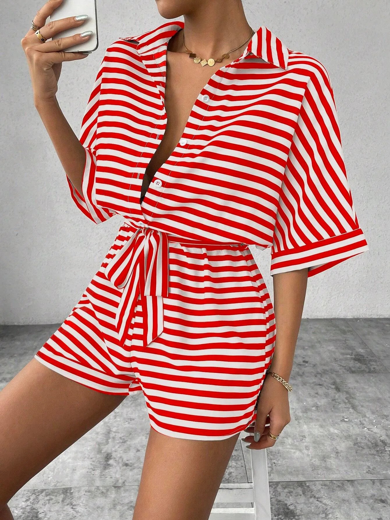 Shirt Top+ Shorts 2-piece Sets Woman