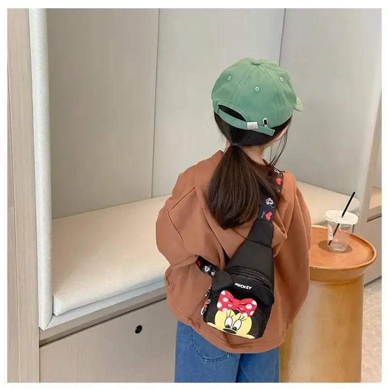 Disney 2024 New Fashion Mickey Cartoon Single Shoulder Crossbody Bag for Boys and Girls Cute Girls Coin Crossbody Bag