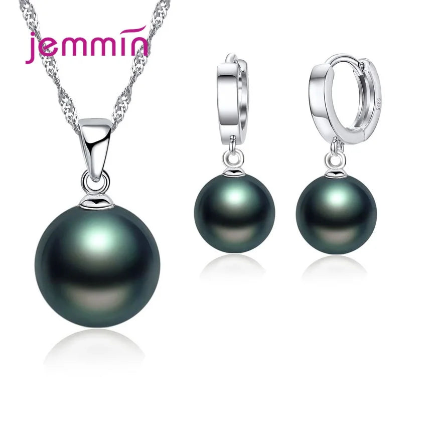 925 Sterling Silver Trendy Crystal Pendant Necklace Earrings Jewelry Set For Women Girls Wedding Engagement Fashion Jewelry