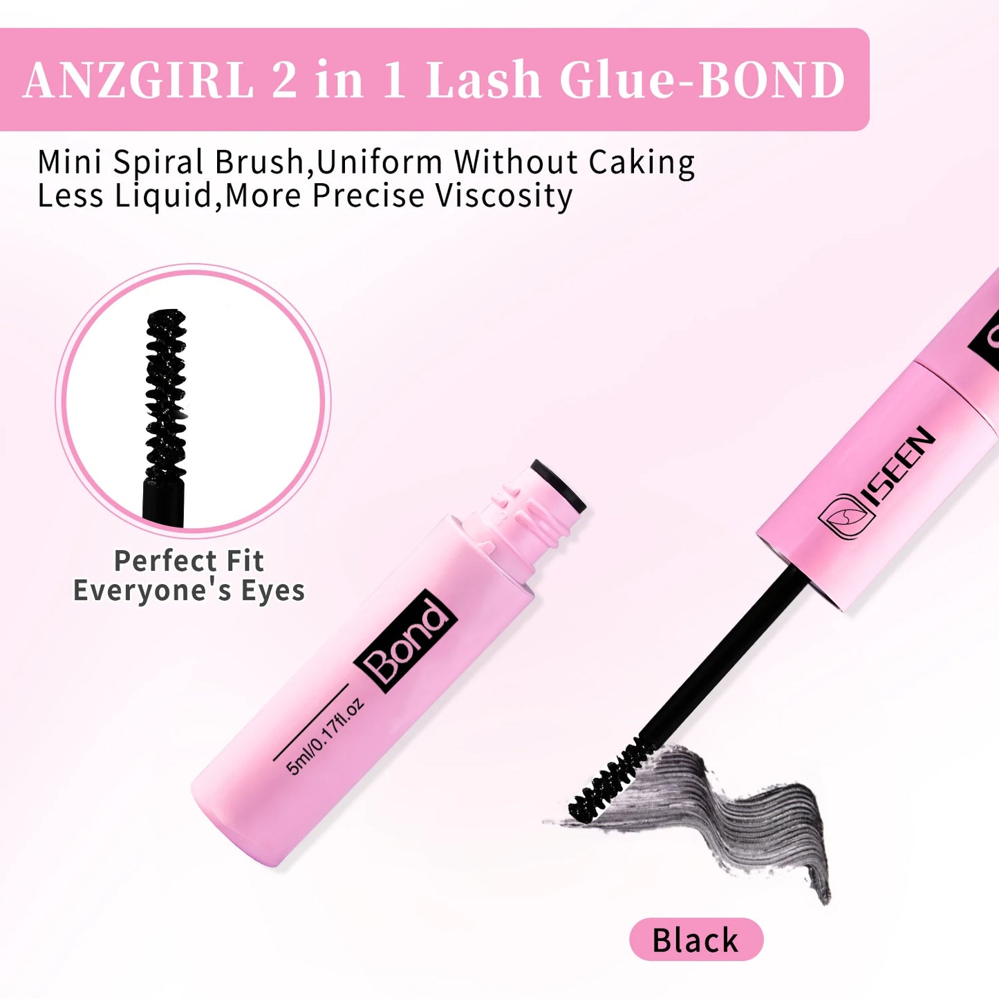 ISEEN Eyelash Bond & Seal 10ml  Eyelash Glue Remover 5ml Eyelash Curler Eyelash Brush Tweezer Kit Makeup