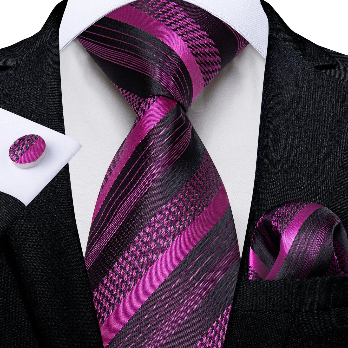 Gold Black Striped Silk Neck Ties