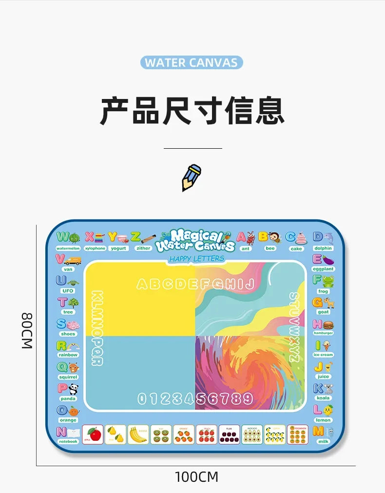 100x80CM Magic Water Drawing Mat Coloring Doodle with Reusable Magic Pens Montessori Painting Board Educational Toys Kids Gifts