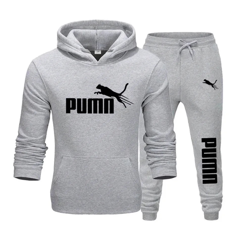 New autumn and winter men's pullover hoodie + pants 2-piece