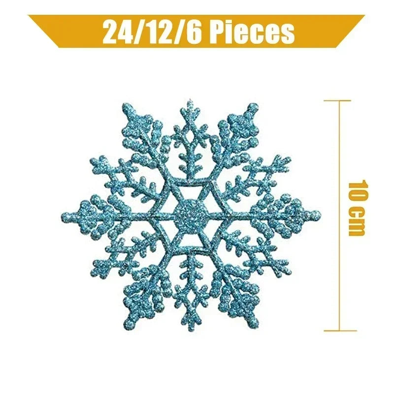 Pack Of 24/12/6 Pieces Snowflakes For Christmas Tree Decoration Blue Snowflakes