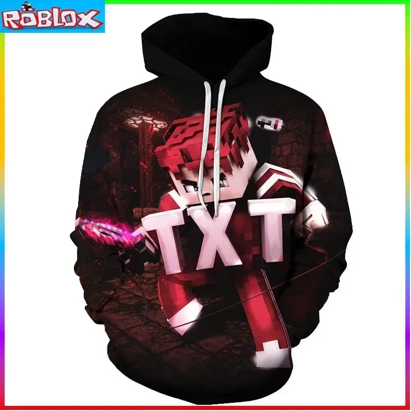 ROBLOX Digital Printing Hooded Sweater Hooded Pullover Couple Fashion Sweater Trendy Gift for Girls Kids Boys