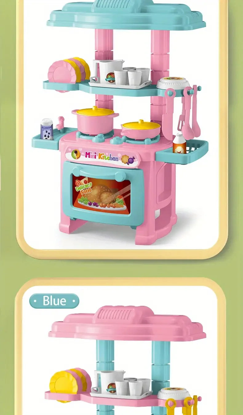 Mini Kitchen Counter Play Set DIY Simulated Cooking Food Tableware