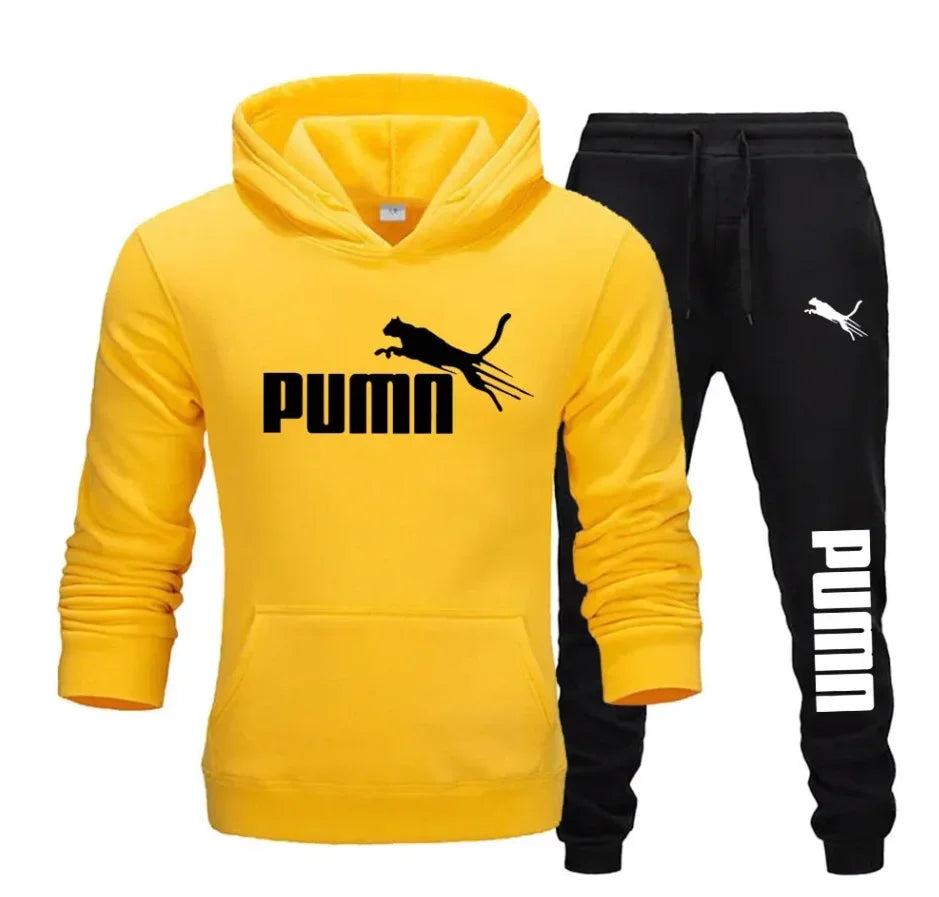 New autumn and winter men's pullover hoodie + pants 2-piece