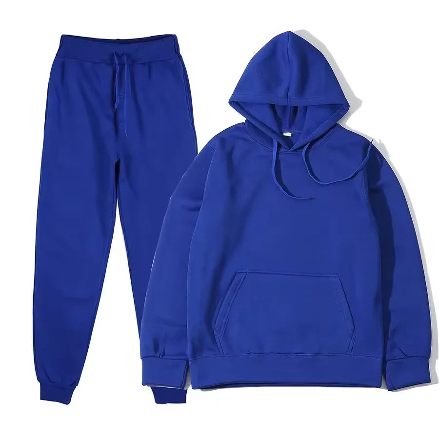 2024 Autumn/Winter New Velvet Warm Hoodie Sports Pants Two Piece Set for Men and Women
