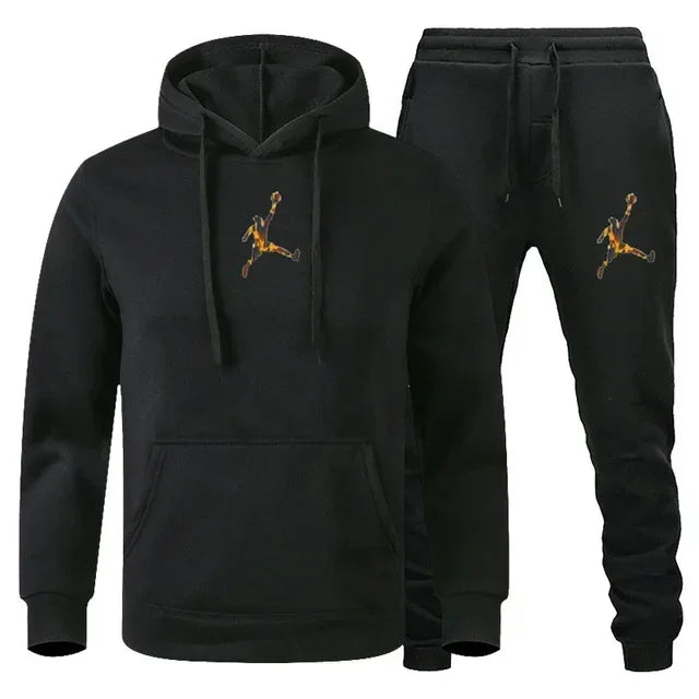 2025 Autumn/Winter Men's Fashionable long-sleeved sweatshirt + casual pants 2-piece set