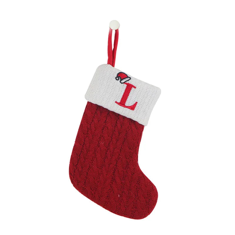 Christmas Socks Knitting Snowflake Letter Stocking Christmas Decoration For Home 2024 Xmas Tree Ornament Gift Navidad Natal 2025