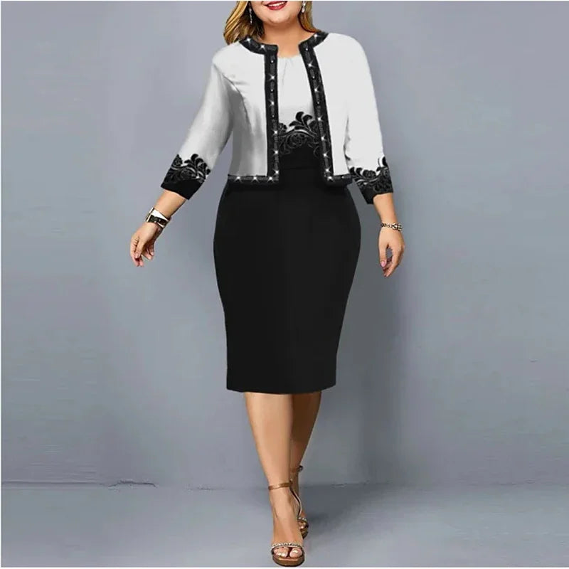 New Solid Women Dress Suits Fashion Floral Printed Cardigan Tops and Tank Dress Casual Elegant Two Piece Sets
