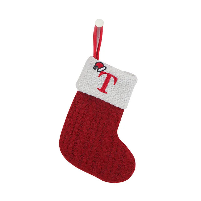 Christmas Socks Knitting Snowflake Letter Stocking Christmas Decoration For Home 2024 Xmas Tree Ornament Gift Navidad Natal 2025