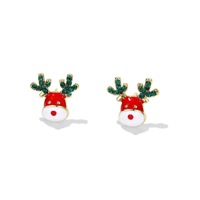Fashion Christmas Green Bowknot Bell Pendant Earrings