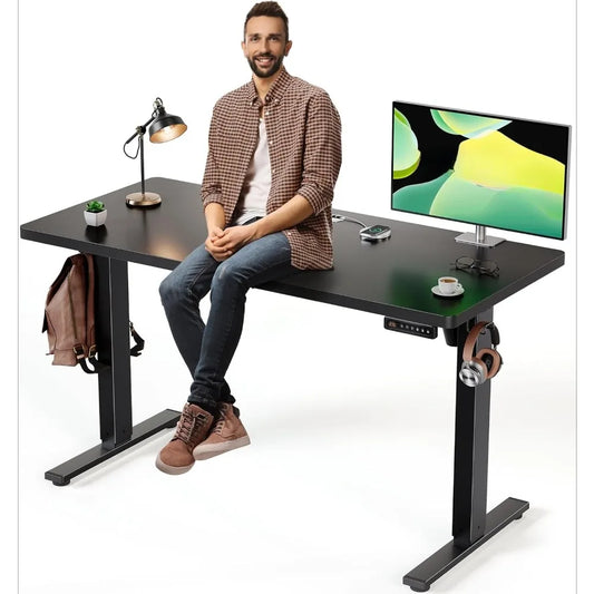 Electric Standing Desk Adjustable - 48 x 24 Inch Sit Stand up Desk with Cable Management - 3 Memory Preset Adjustable Height