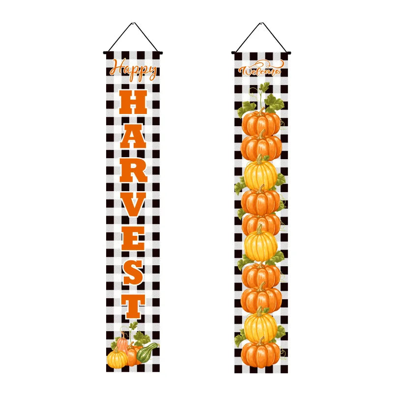 Thanksgiving Day Door Couplet Pumpkin Porch Hanging Banner Harvest Festival Party Decoration 2025 Autumn Farm Theme Party Decor