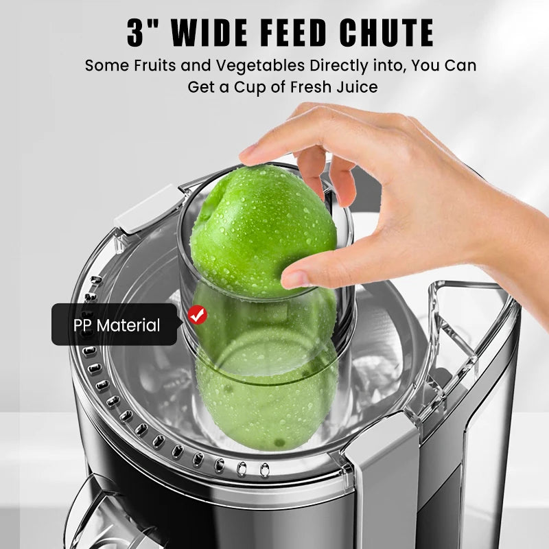 Juicer Machine,Centrifugal Juicer Extractor with Wide Mouth 3” Feed Chute for Fruit Vegetable,Stainless Steel,300W Motor,120V